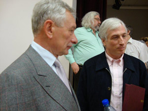 А. Бука и Л. Млечин на встрече со студентами БМА. Рига. 21.05.2010.